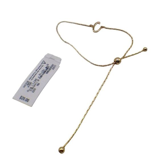 Crown & Ivy Initial "V" Chain Gold Tone Slide Bracelet - Picture 4 of 4